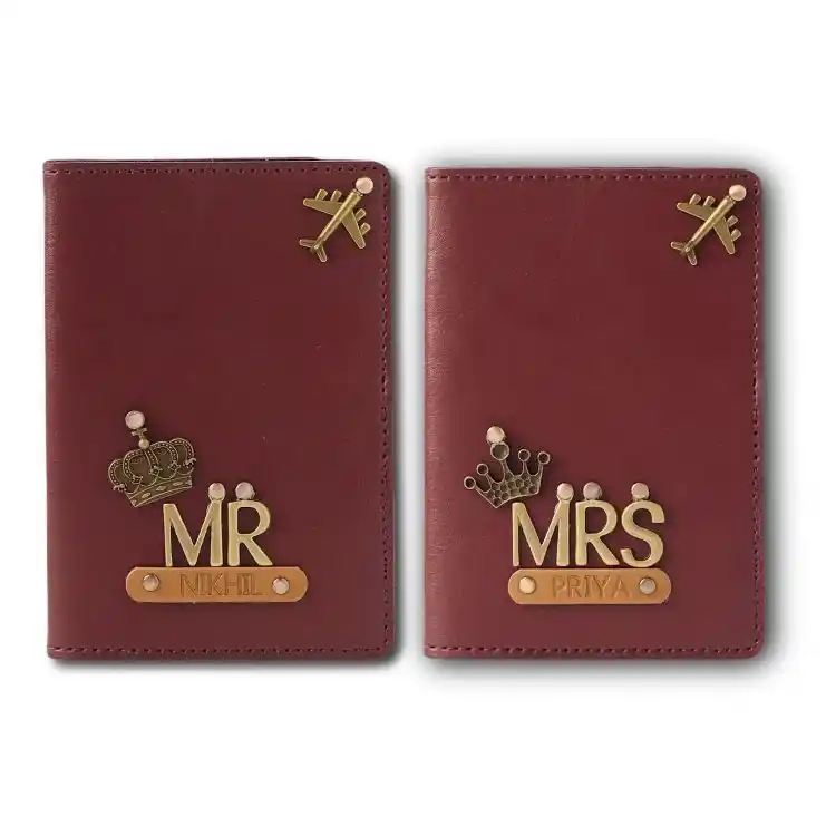Buy Wine Personalized Mr and Mrs Passport Cover Online